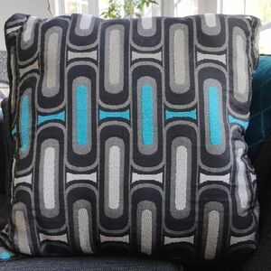 Geometric Black and Blue Accent Pillow